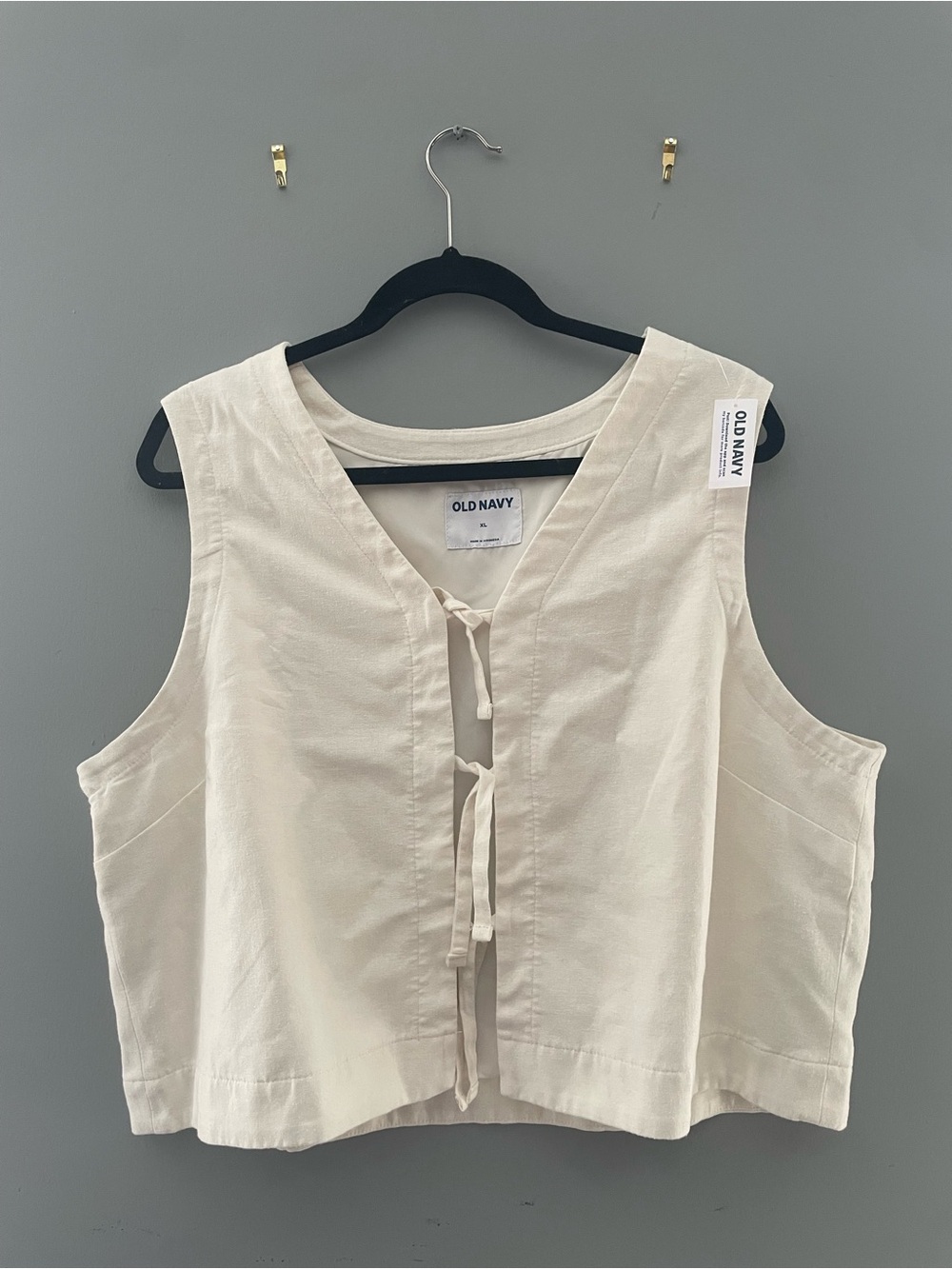 Off white tie front vest